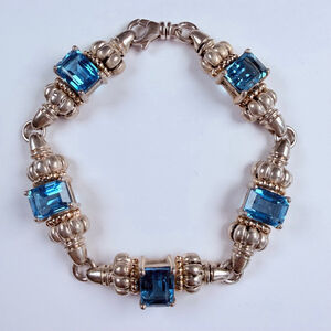 14K Gold Clyde Duneier 15 CT Blue Topaz 925 Sterling Silver Glacier Bracelet